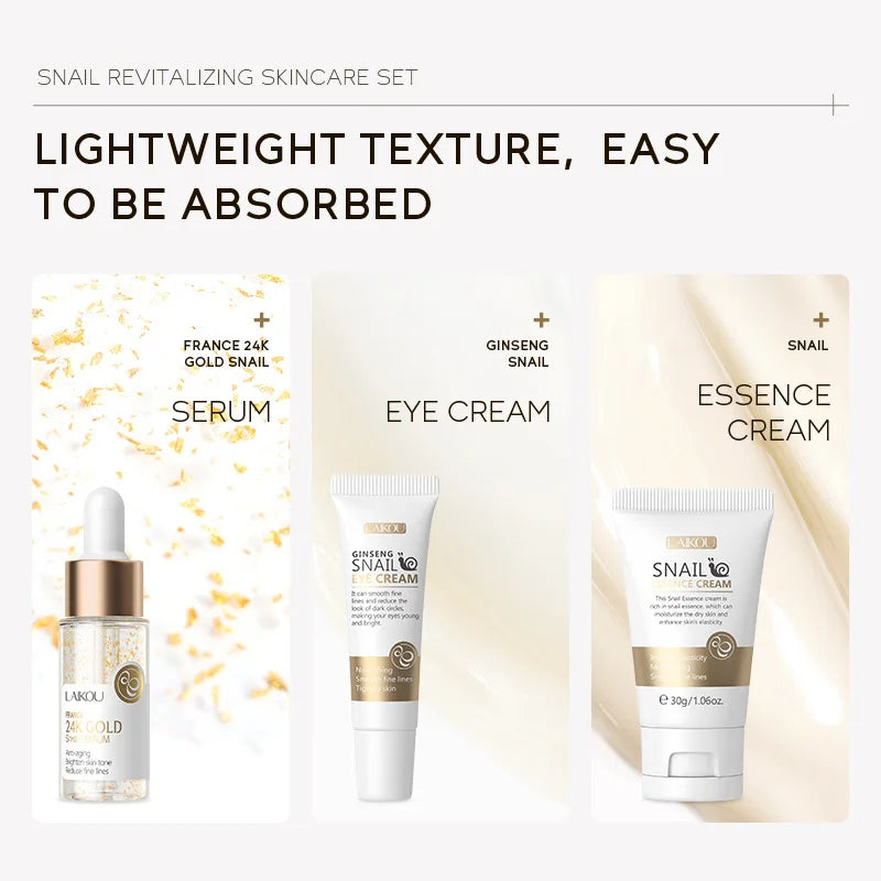 Set Mini Soin Visage à la bave d’escargot & 24K Or 3 pièces
